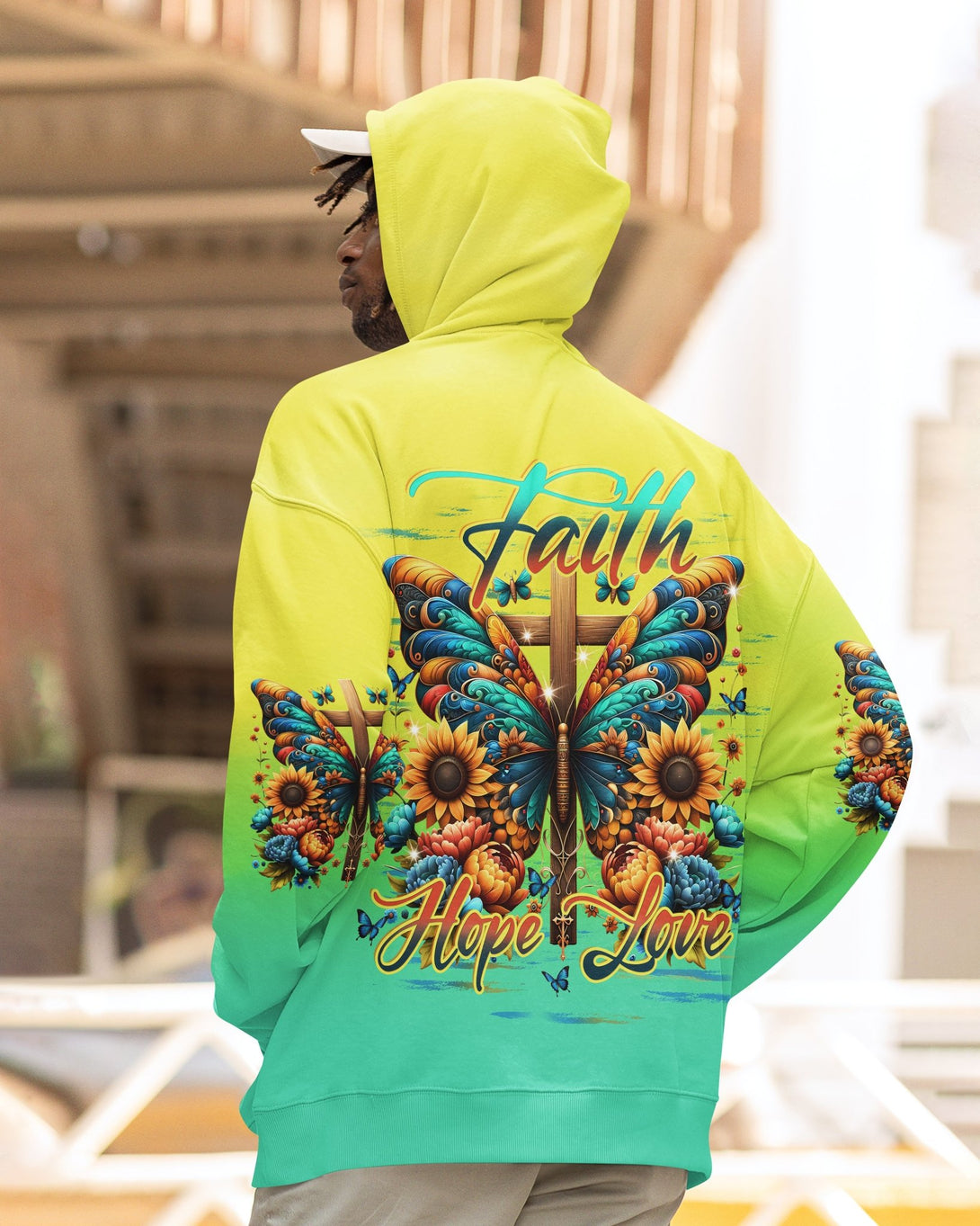 Faith Hope Love All Over Print Hoodie - Christ Color