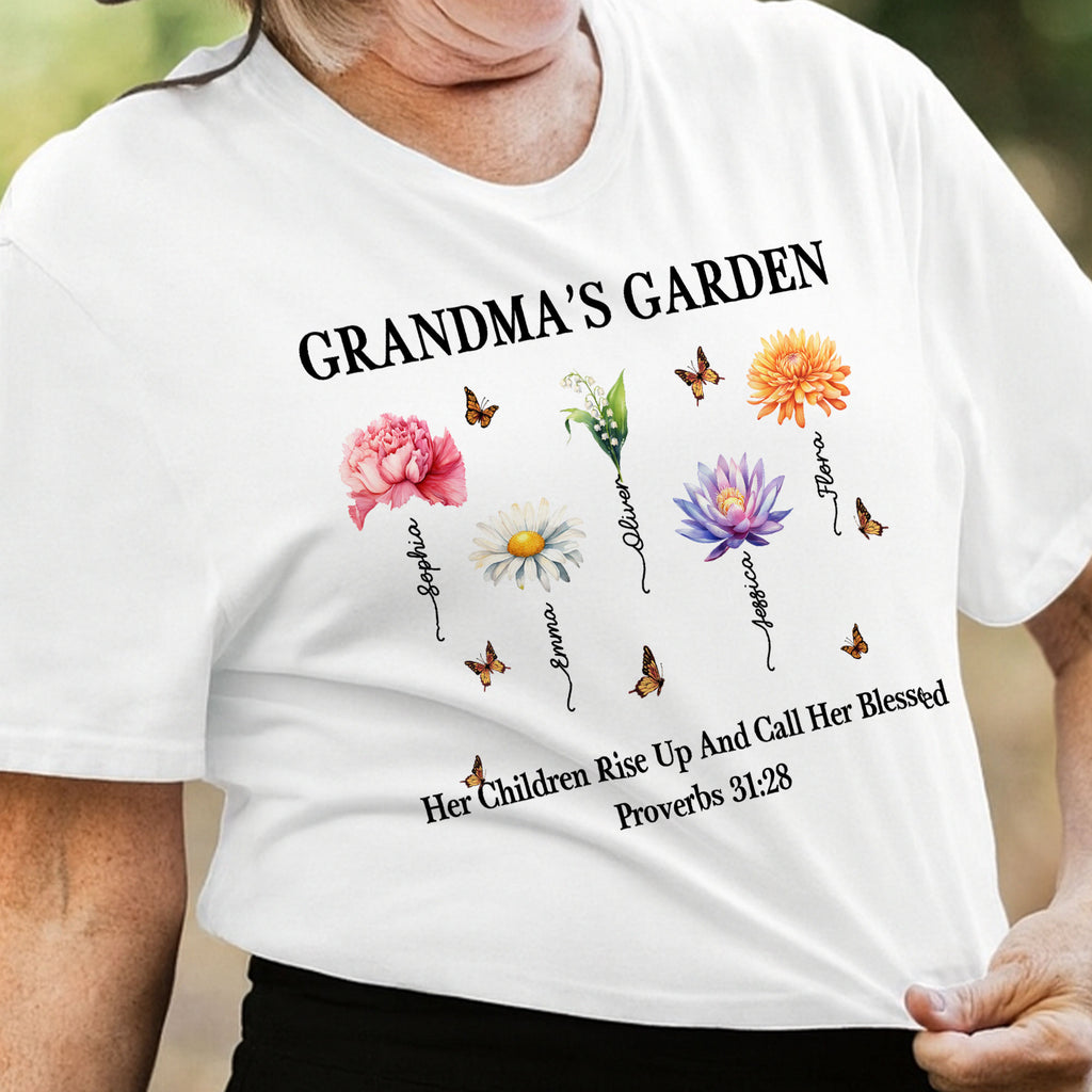 Grandma's Garden Her Children Rise Up And Call Her Blessed Proverbs T-Shirt