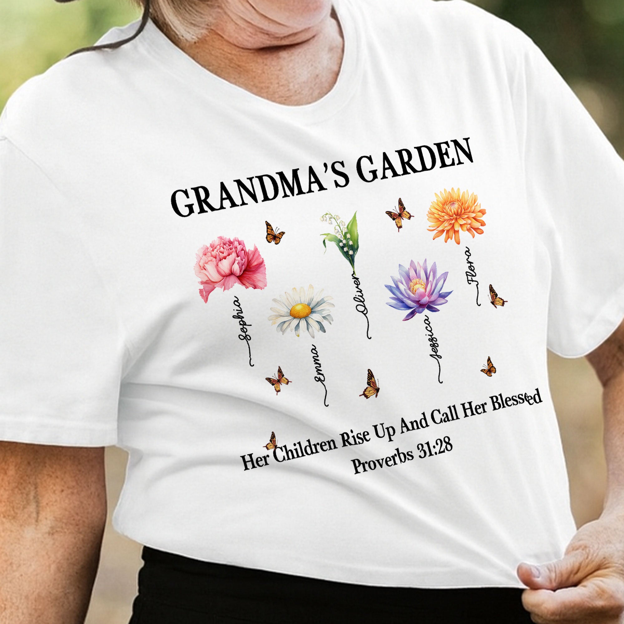 Grandma's Garden Her Children Rise Up And Call Her Blessed Proverbs T-Shirt