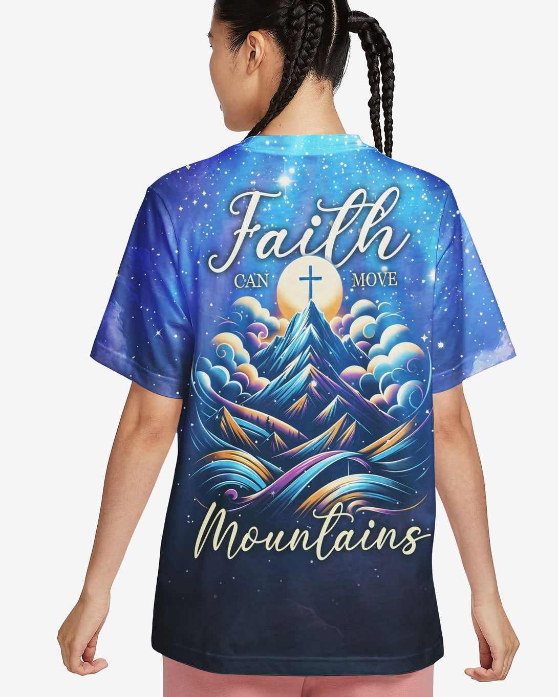 Faith Can Move Mountains All Over Print T-shirt - Christ Color