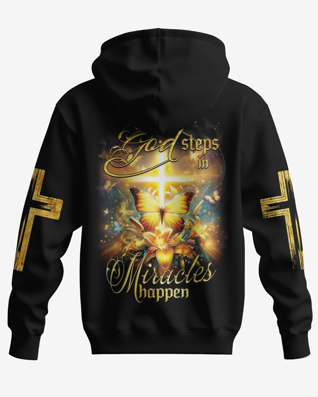 God Steps In Miracles Happen All Over Print Zip Hoodie - Christ Color
