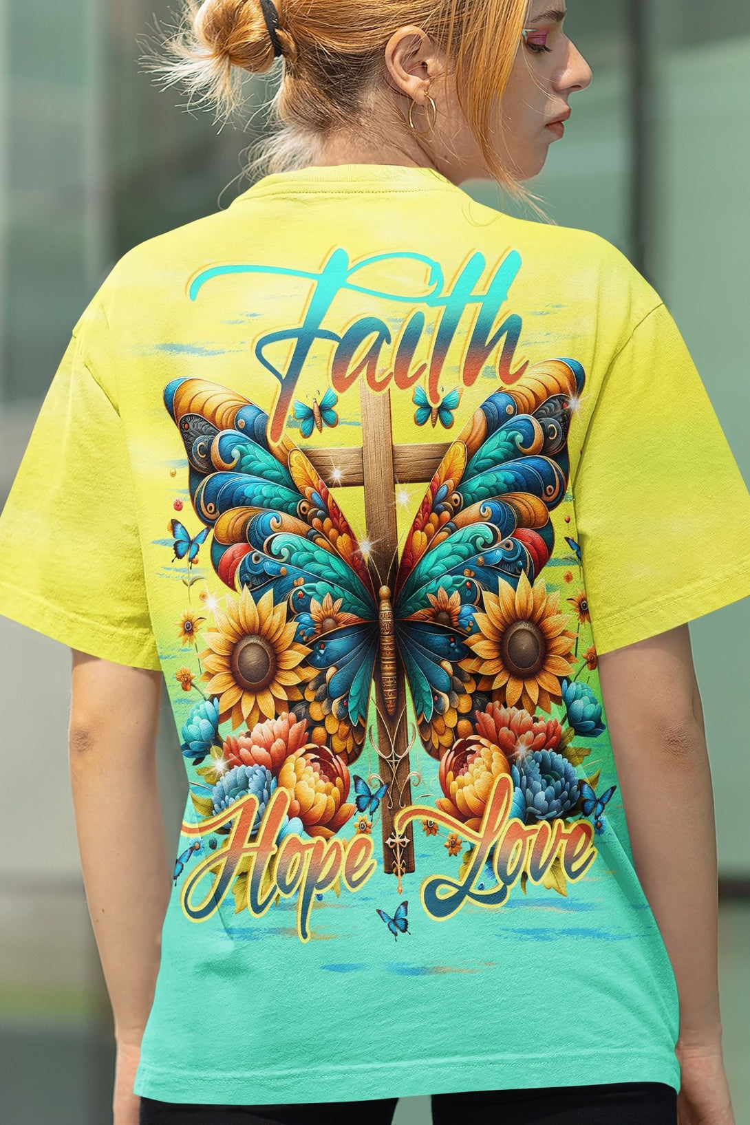 Faith Hope Love All Over Print T-shirt - Christ Color