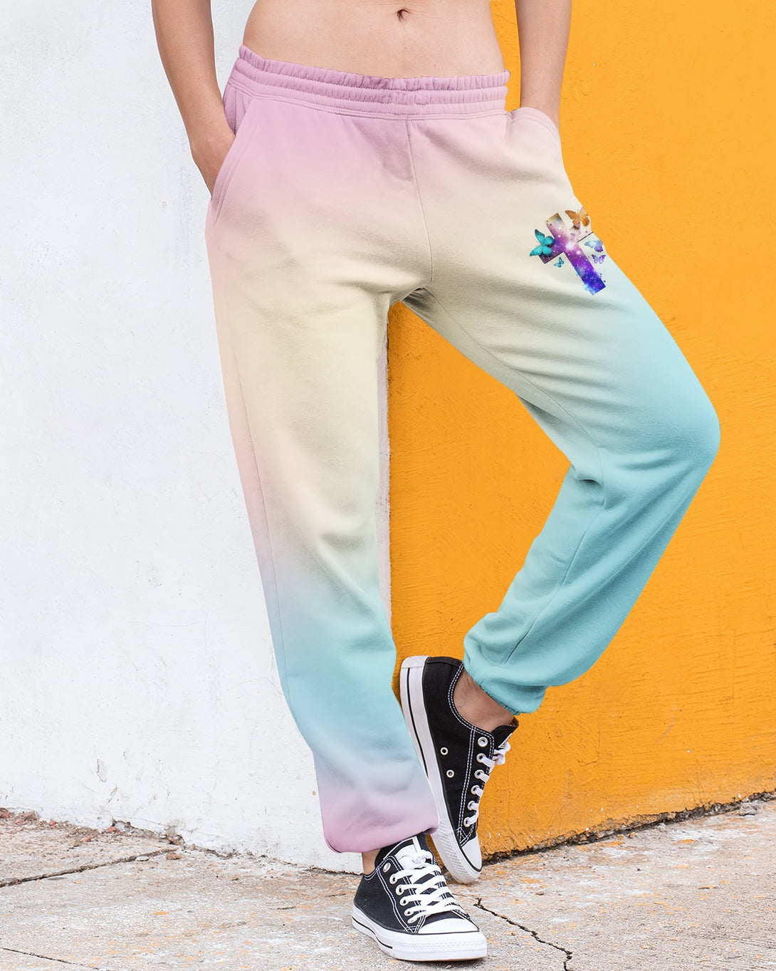 Butterfly Faith Hope Love All Over Print Jogger Pants - Christ Color