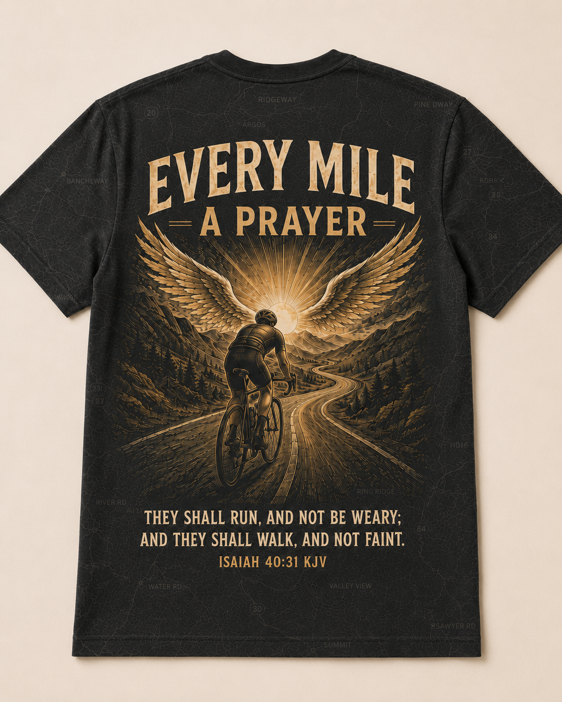 Jesus Shirts For Men Cycling AOP T-shirt Grace Over Gears Isaiah 40:31 Faith Rider Gift
