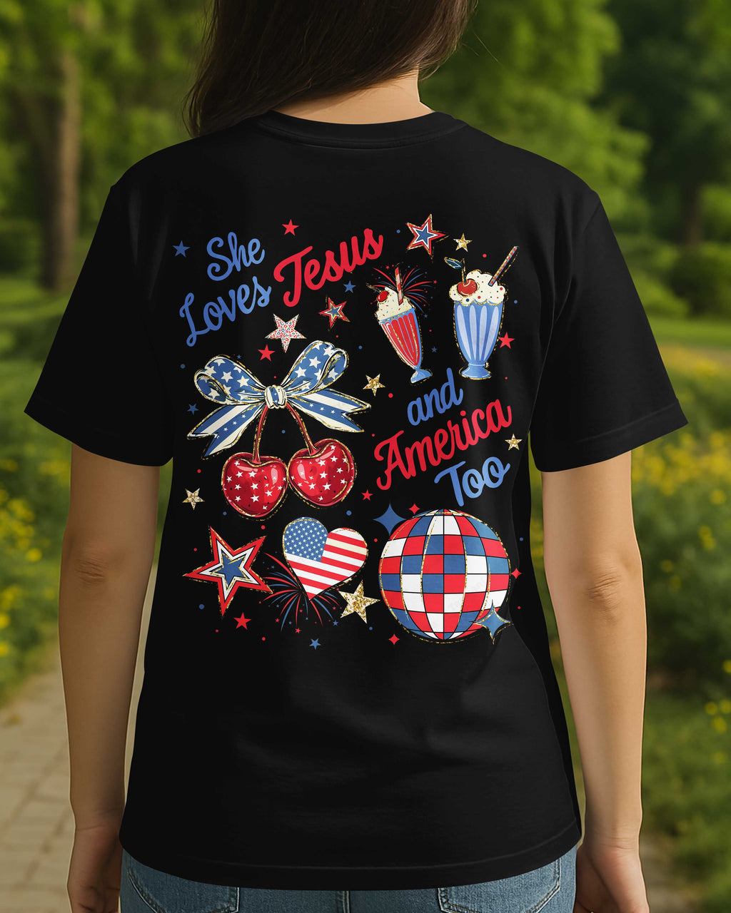 She Loves Jesus And America Too T-Shirt