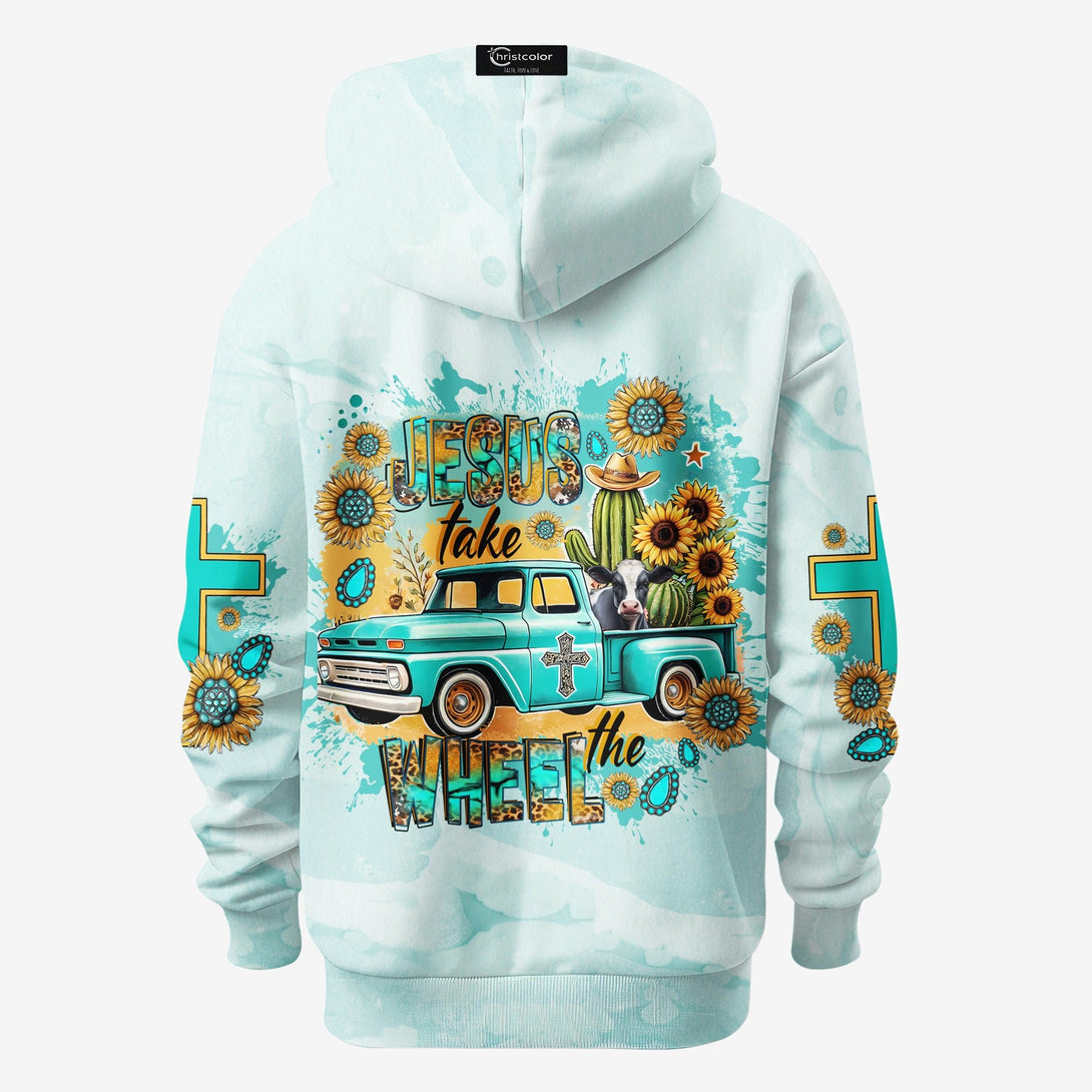Jesus Take The Wheel All Over Print Hoodie - Christ Color