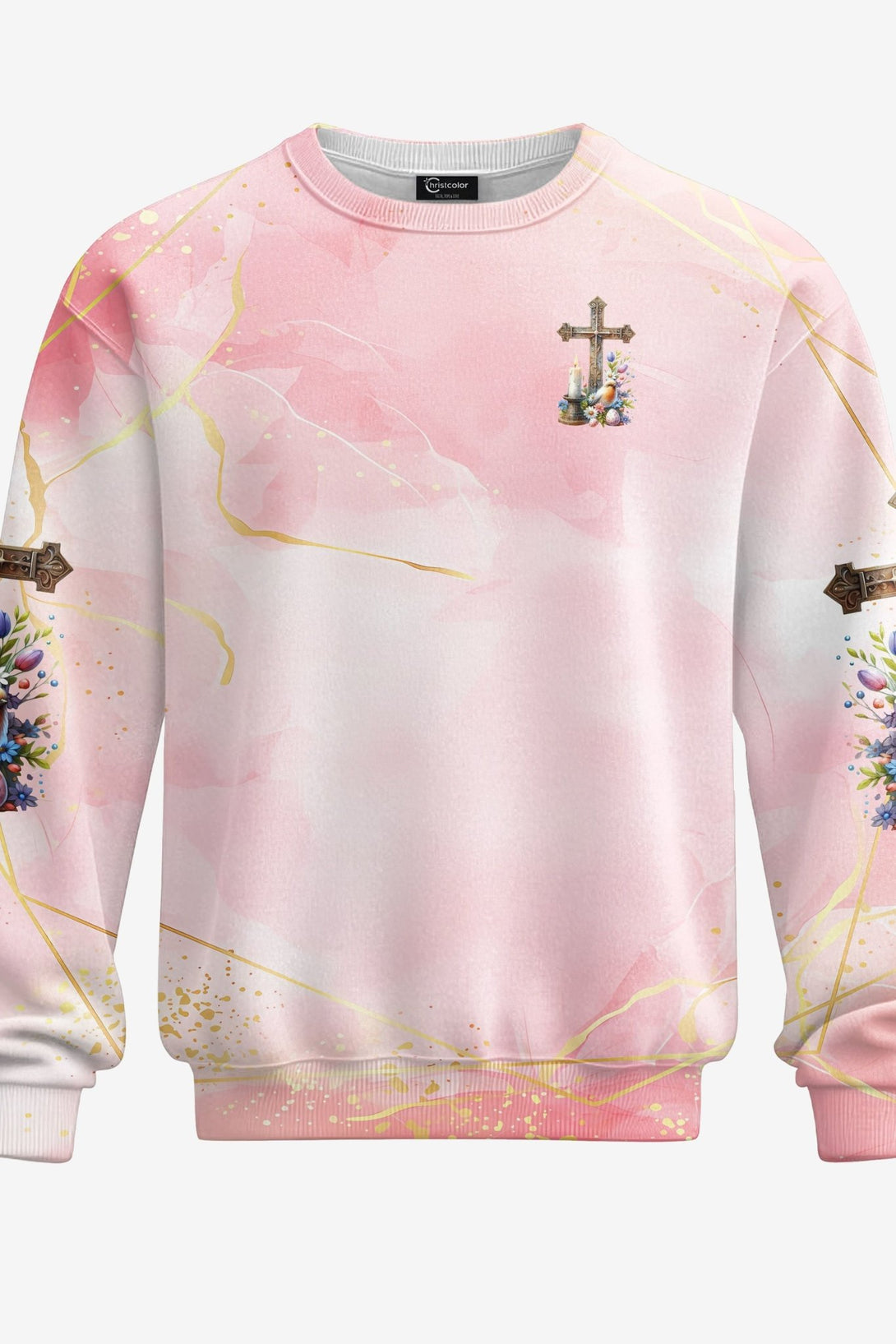 He Is Risen All Over Print Sweater - Christ Color
