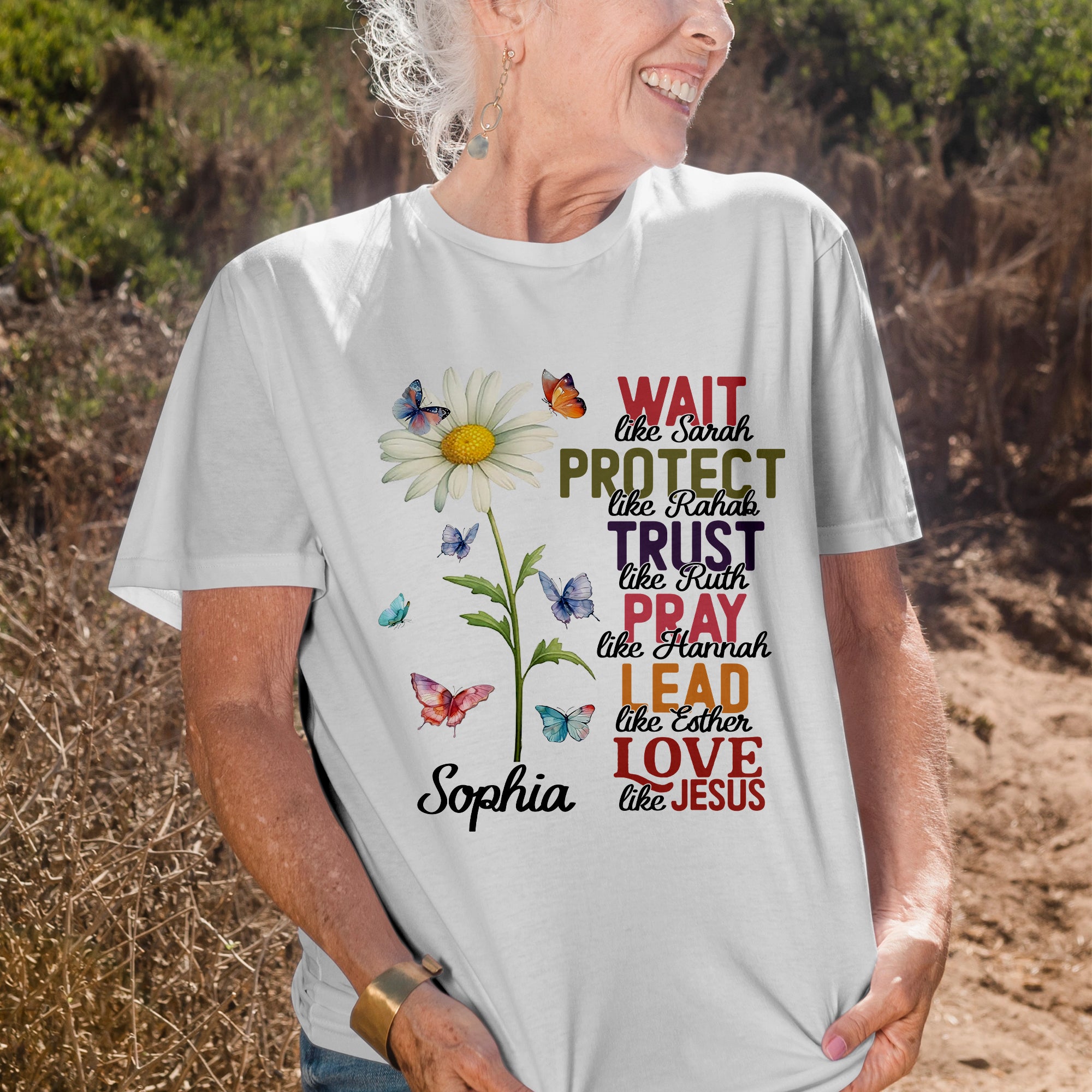 Wait Like Sarah Protect Like Rahab Esther Love Like Jesus T-Shirt