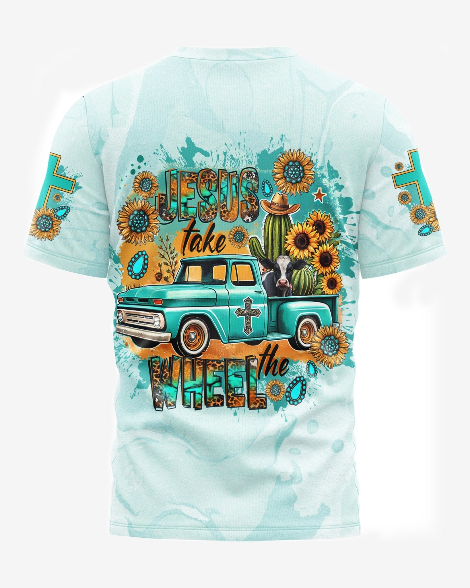 Jesus Take The Wheel All Over Print T-shirt - Christ Color