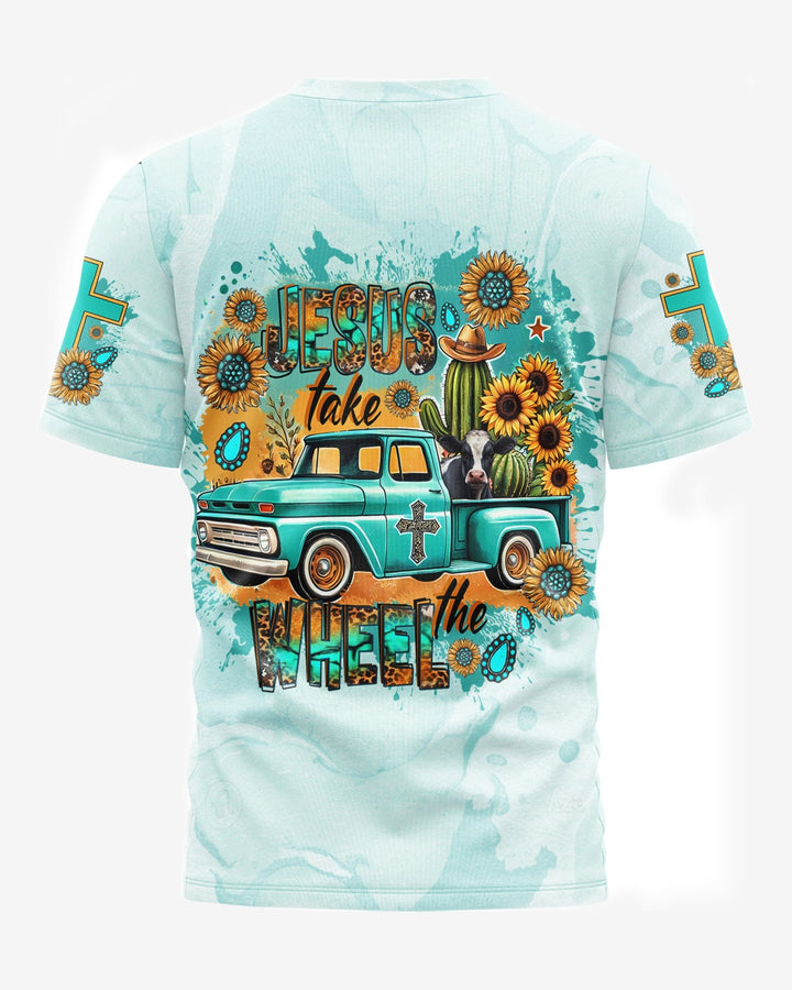 Jesus Take The Wheel All Over Print T-shirt - Christ Color