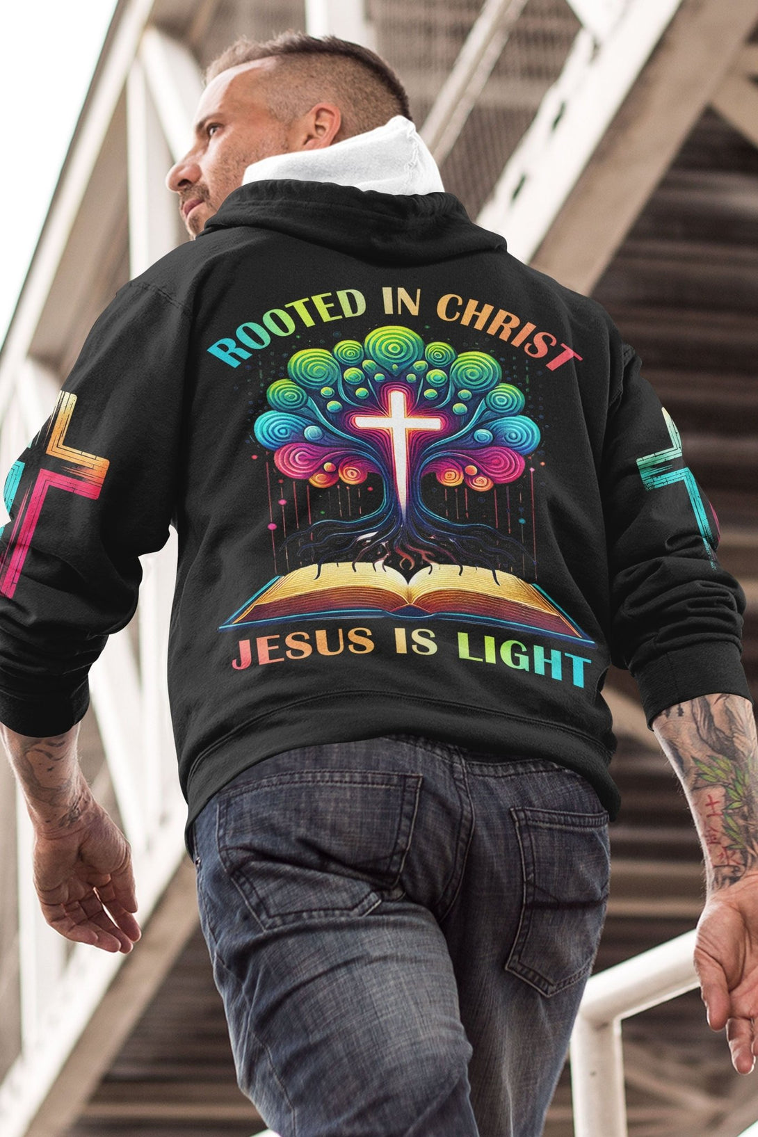 Rooted In Christ Jesus Is Light All Over Print Hoodie - Christ Color