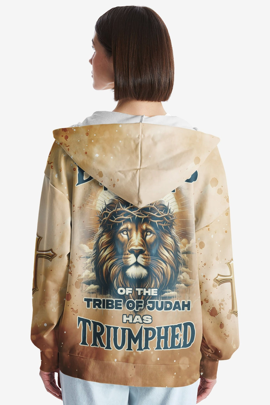 Behold The Lion Of The Tribe Of Judah Has Triumphed All Over Print Zip Hoodie - Christ Color