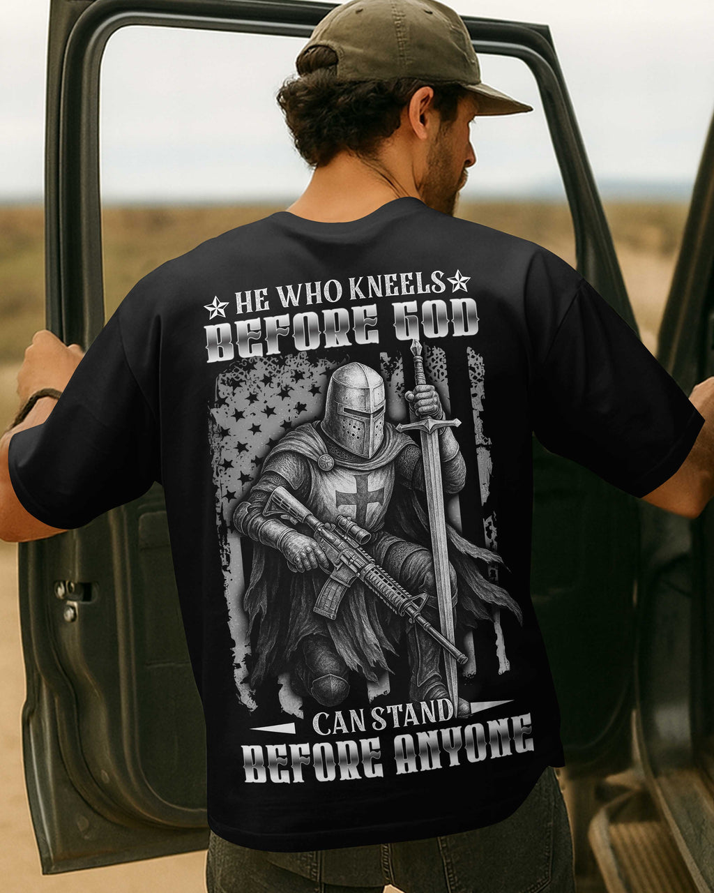 He Who Kneels Before God Can Stand Before Anyone All Over Print T-Shirt