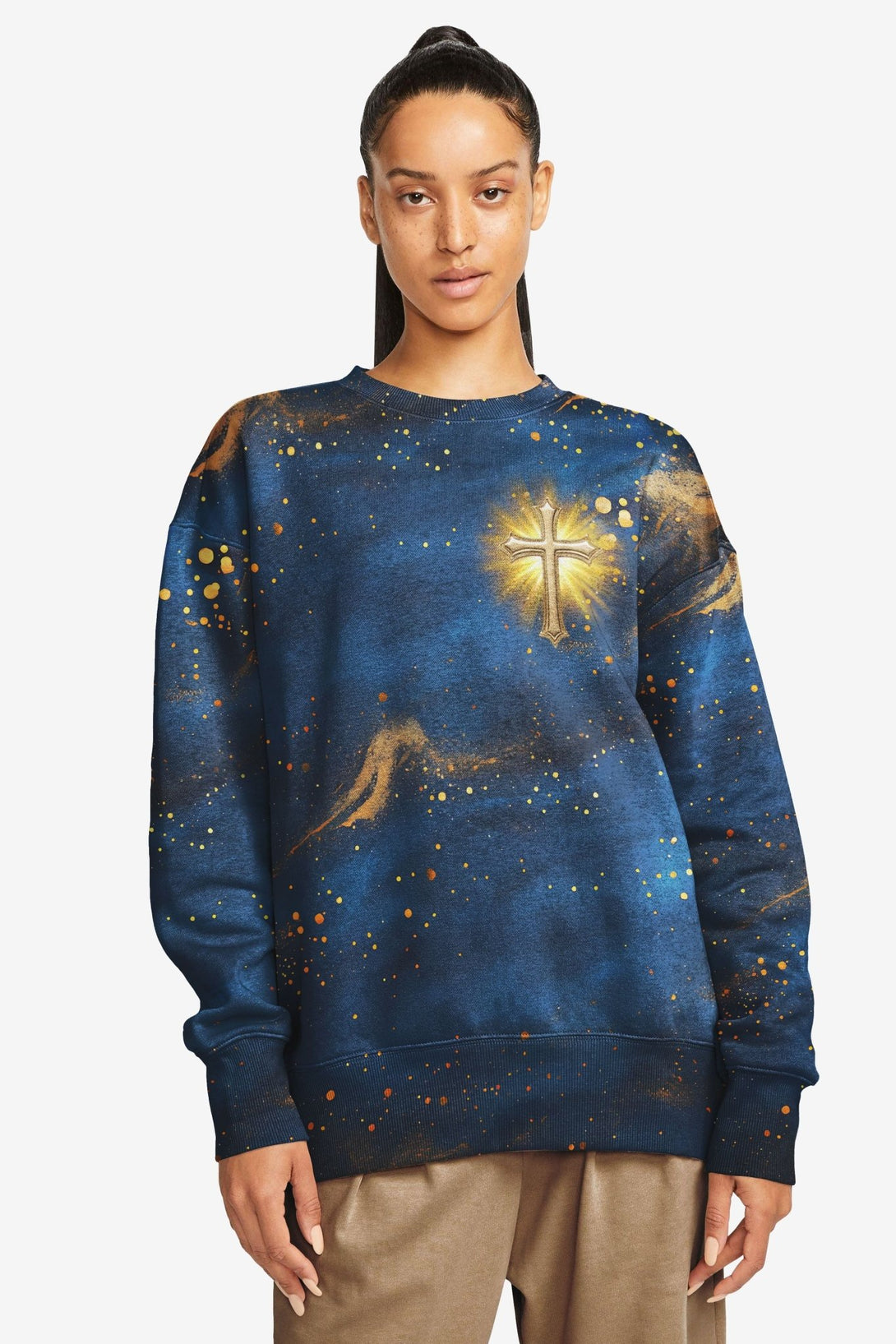 Faith Hope Love & Salvation All Over Print Sweater - Christ Color