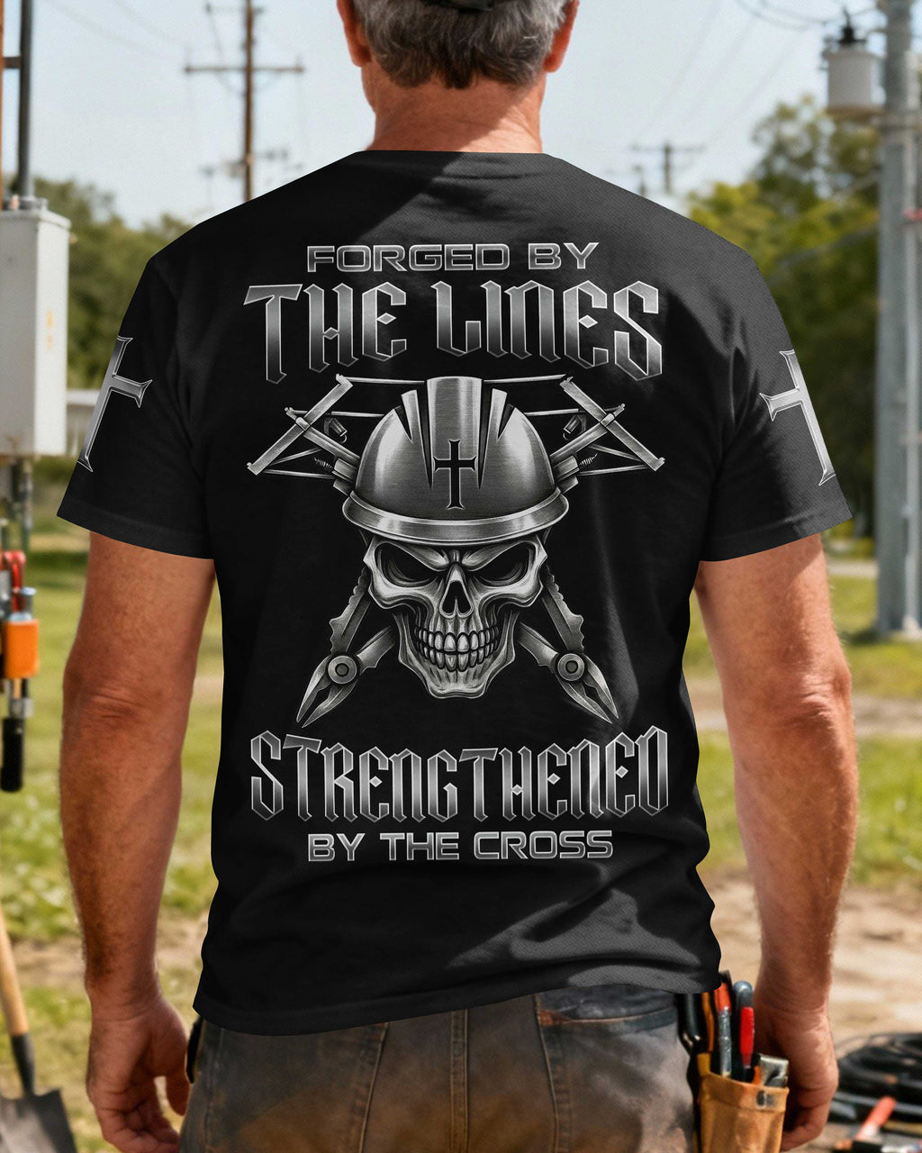 Forged By The Lines Strengthened By The Cross T-Shirt