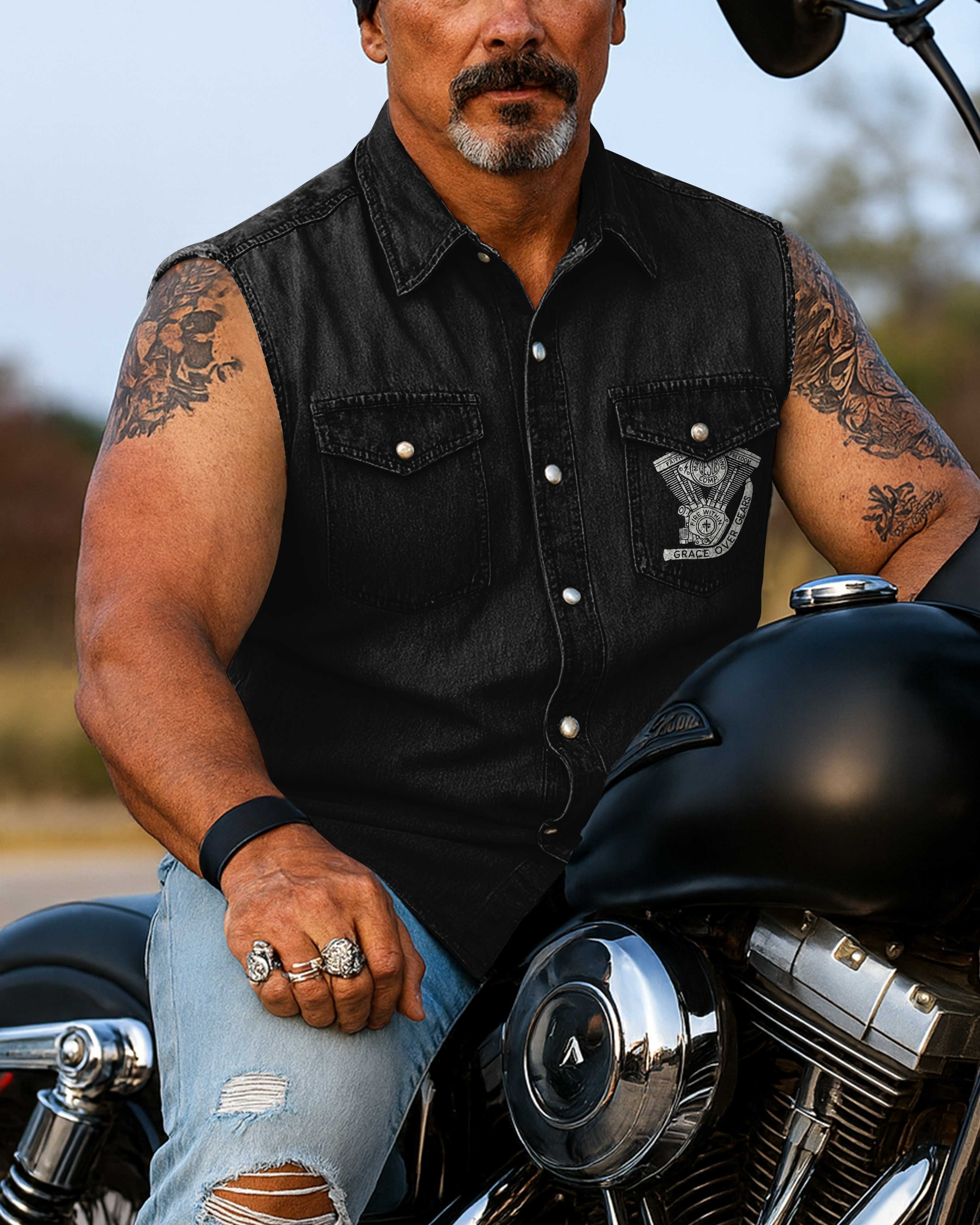 Every Mile A Prayer Sleevesless Denim T-Shirt