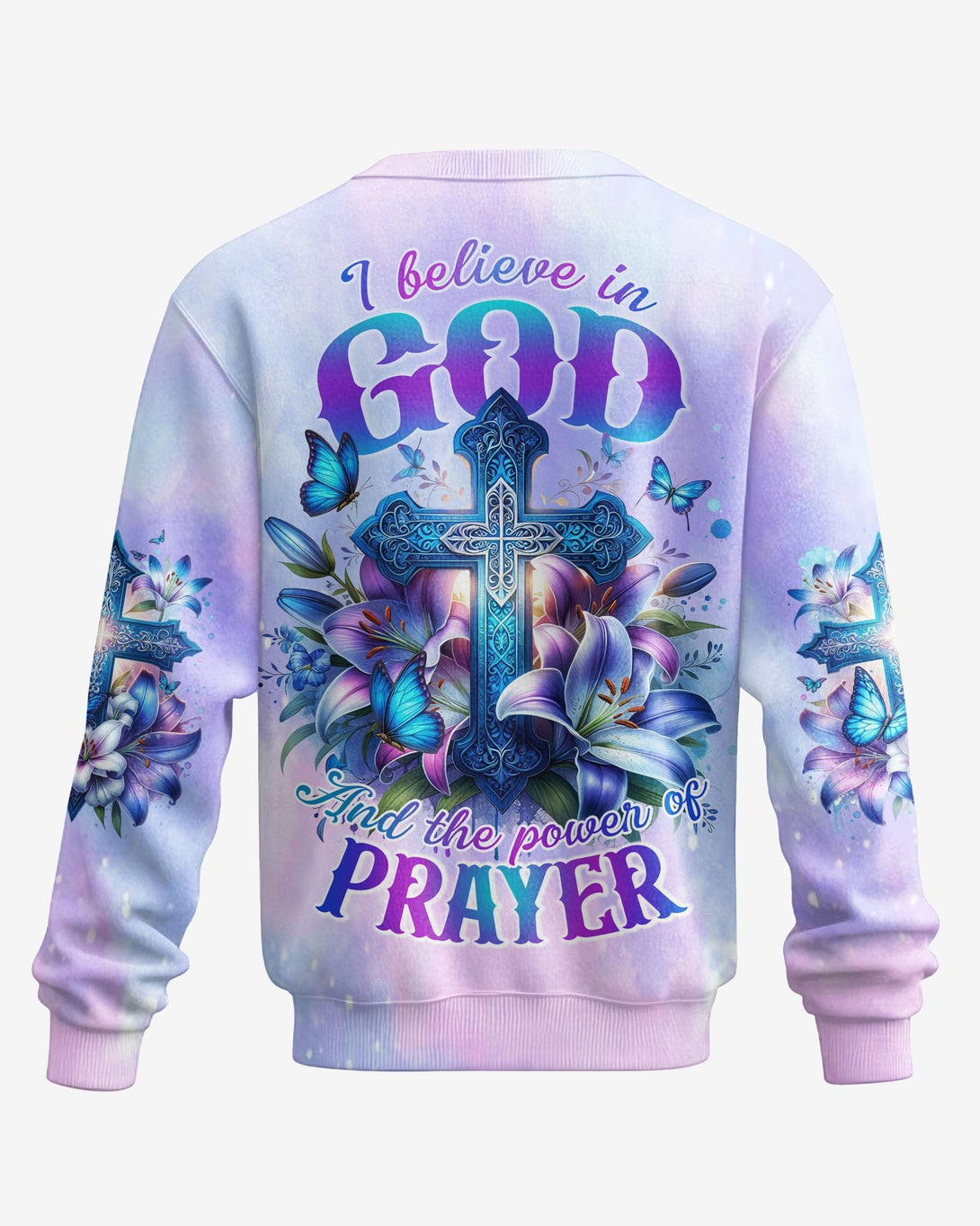 In God And The Power Of Prayer All Over Print Sweater - Christ Color