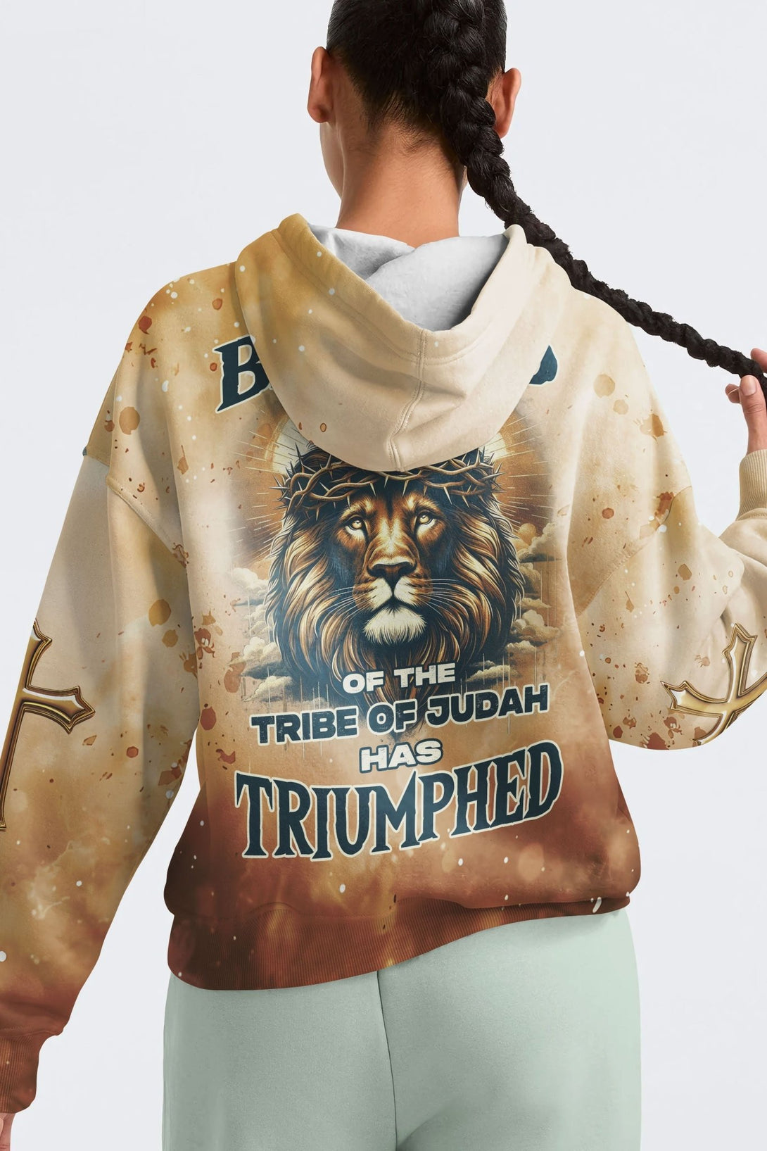 Behold The Lion Of The Tribe Of Judah Has Triumphed All Over Print Hoodie - Christ Color