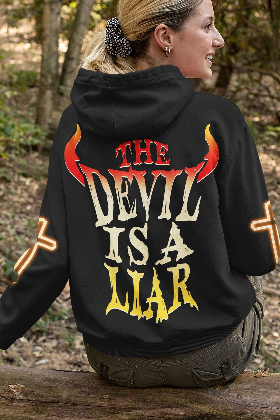 The Devil Is A Liar All Over Print Hoodie - Christ Color
