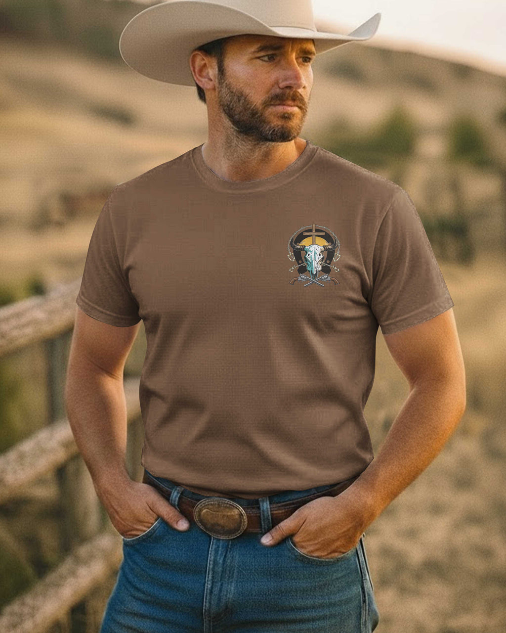 Just A Man Of Grit Grace And Gun Smoke T-Shirt