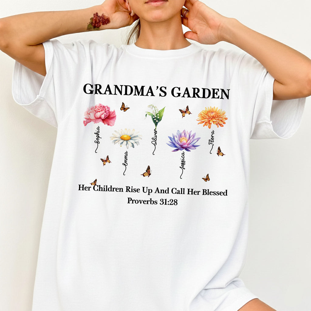 Grandma's Garden Her Children Rise Up And Call Her Blessed Proverbs T-Shirt