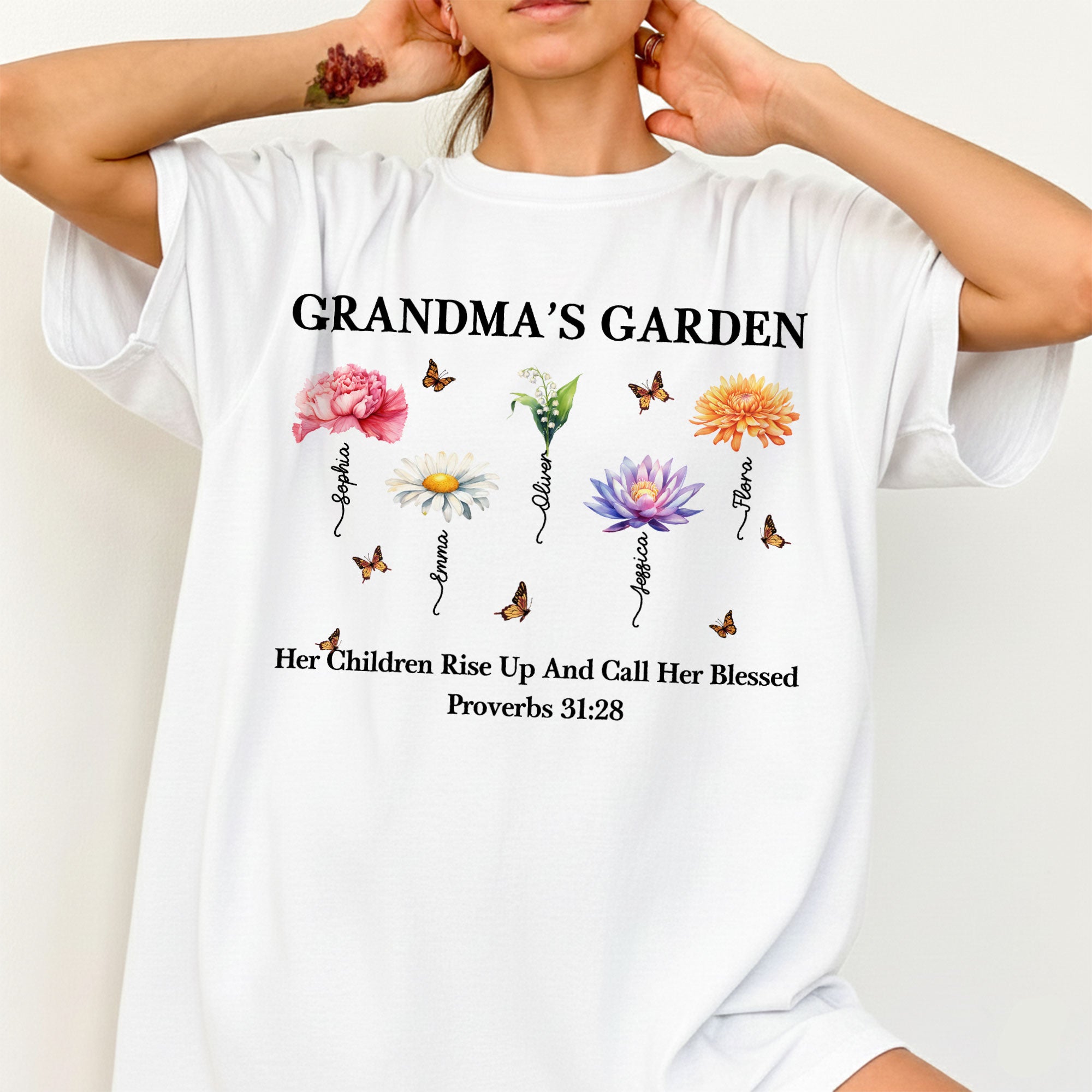 Grandma's Garden Her Children Rise Up And Call Her Blessed Proverbs T-Shirt