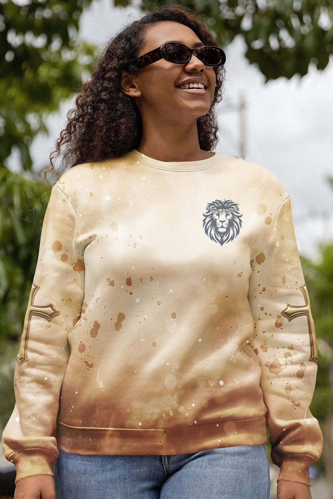 Behold The Lion Of The Tribe Of Judah Has Triumphed All Over Print Sweater - Christ Color