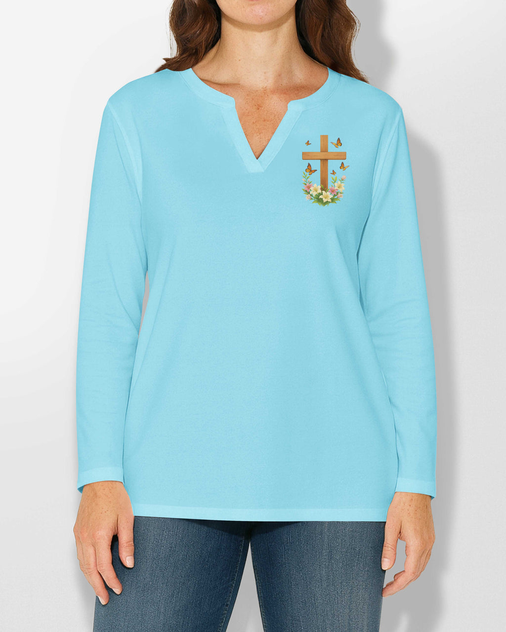 Thank You God V-neck Long Sleeves Shirt