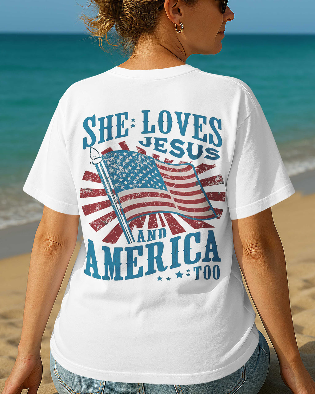 She Loves Jesus And America Too T-Shirt