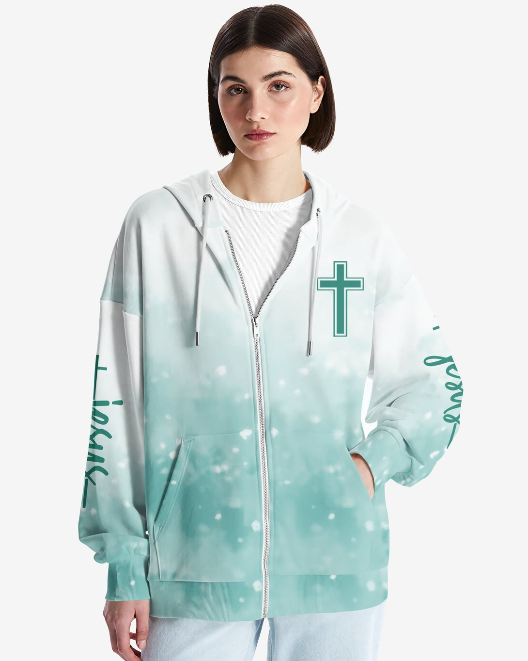 Jesus Is My Living Hope All Over Print Zip Hoodie - Christ Color