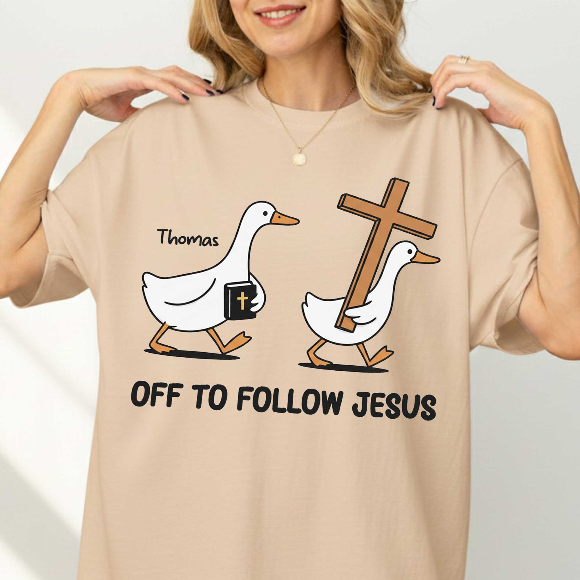 Off To Follow Jesus Personalized Goose T-Shirt