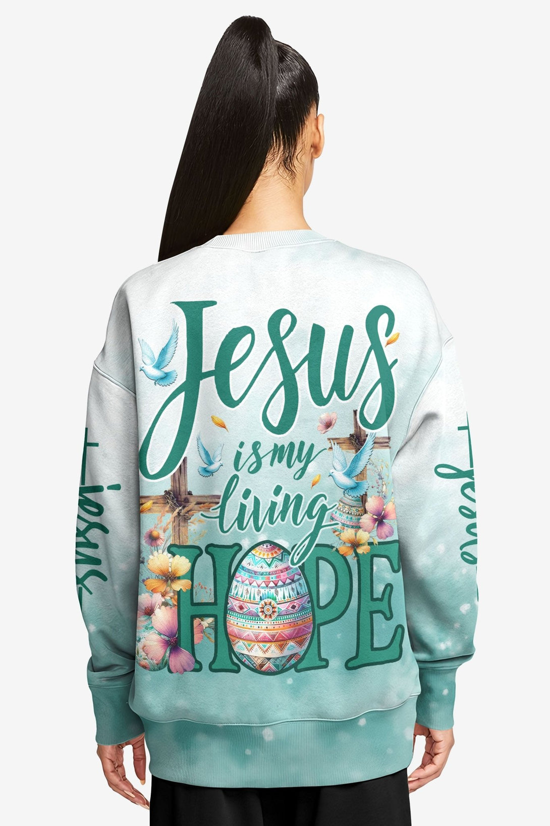 Jesus Is My Living Hope All Over Print Sweater - Christ Color