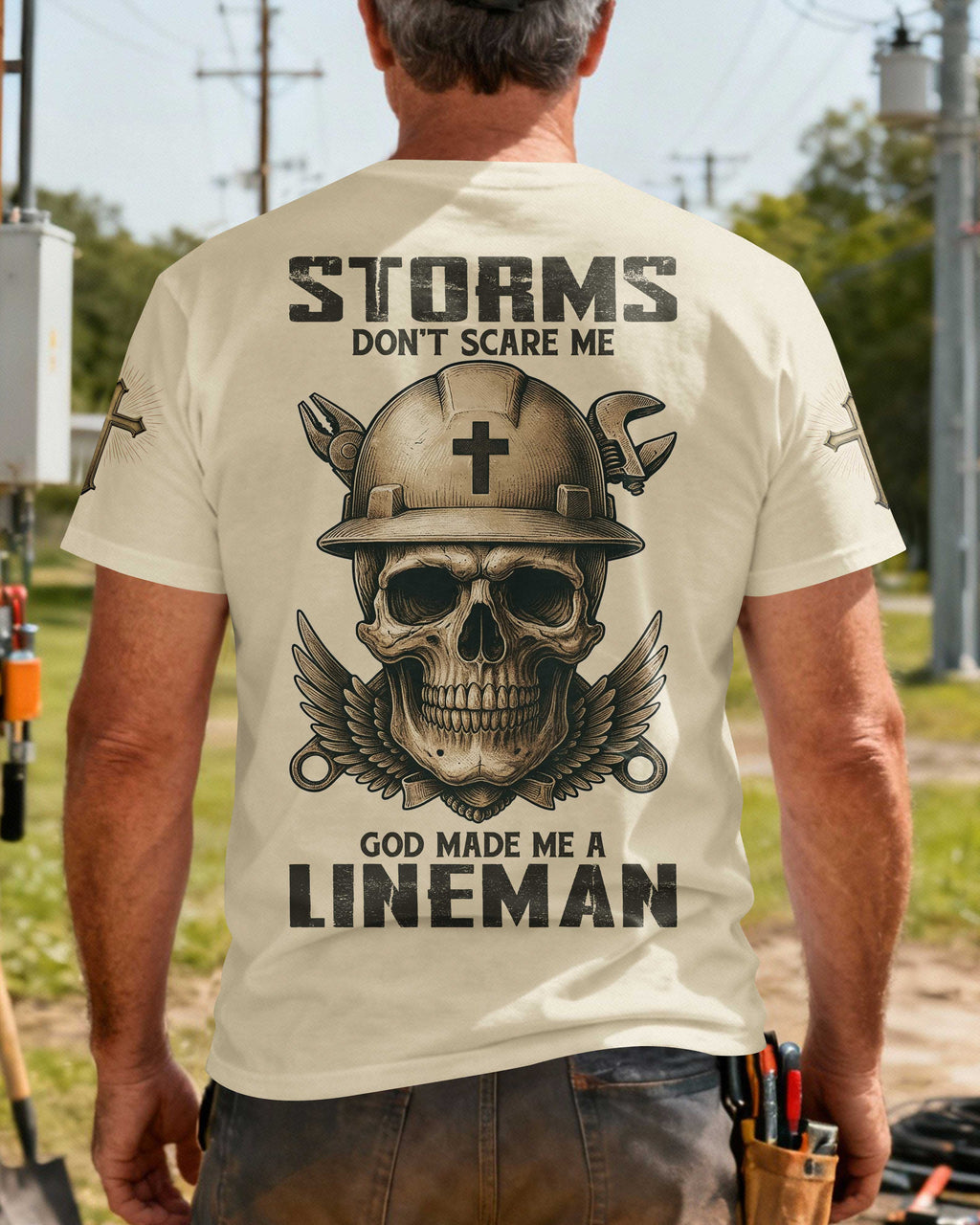 Storms Don't Scare Me God Made Me A Lineman T-Shirt