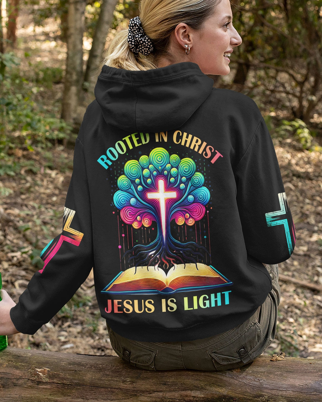 Rooted In Christ Jesus Is Light All Over Print Zip Hoodie - Christ Color