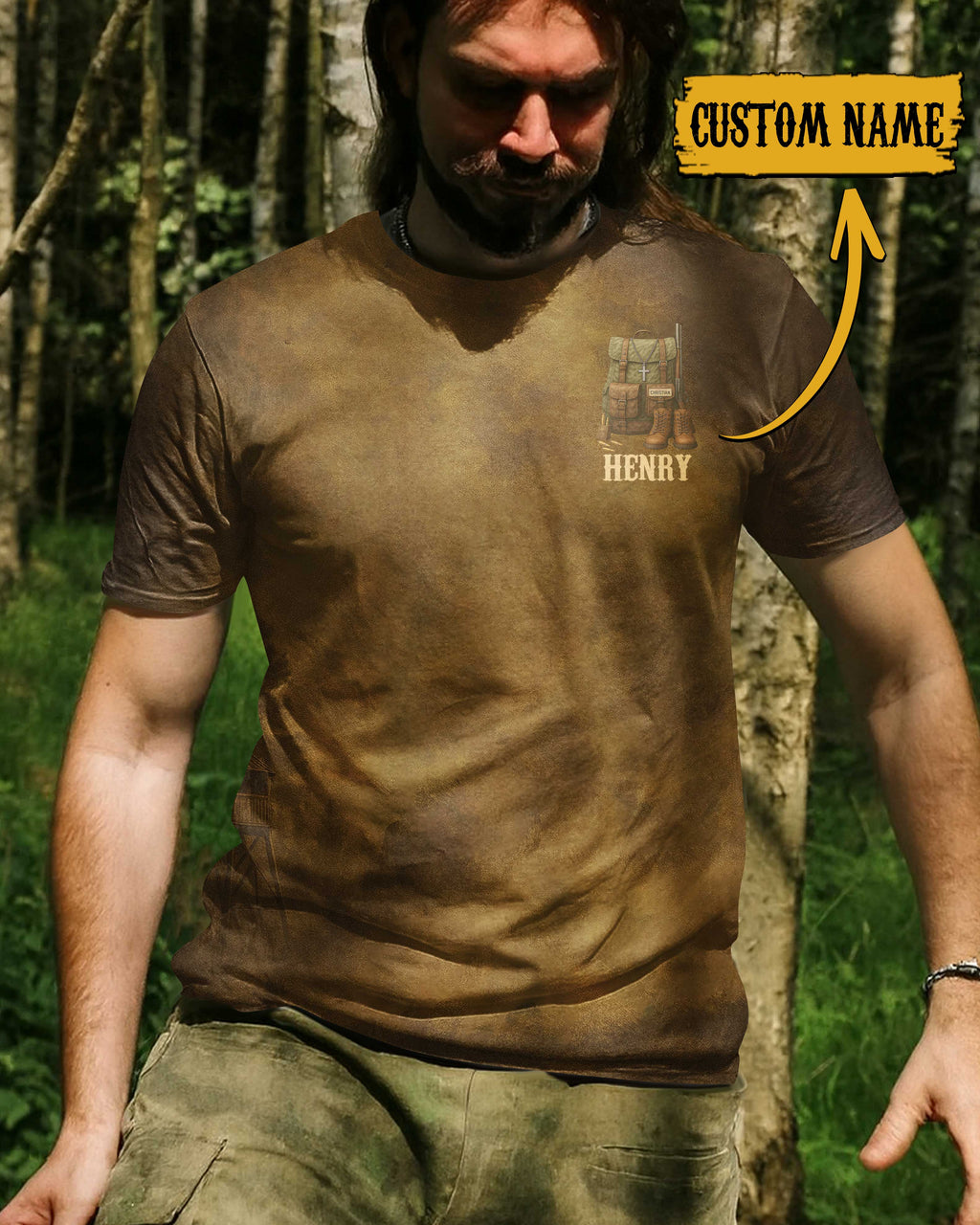 Just A Simple Man Who Likes Hunting And Believes In Jesus Custom Name T-Shirt