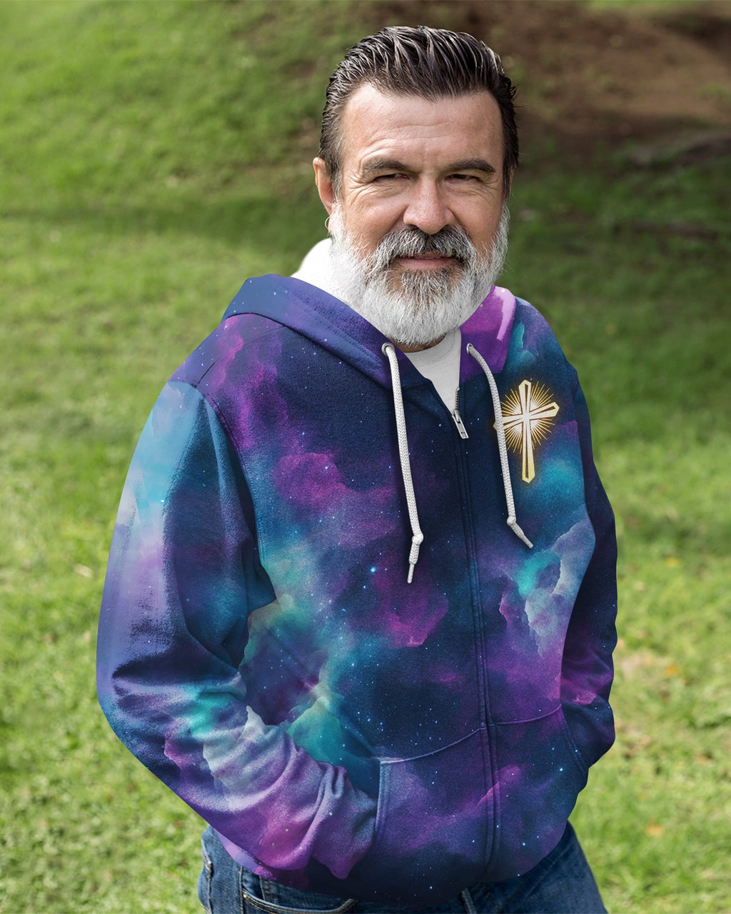 For We Walk By Faith Not By Sight All Over Print Zip Hoodie - Christ Color