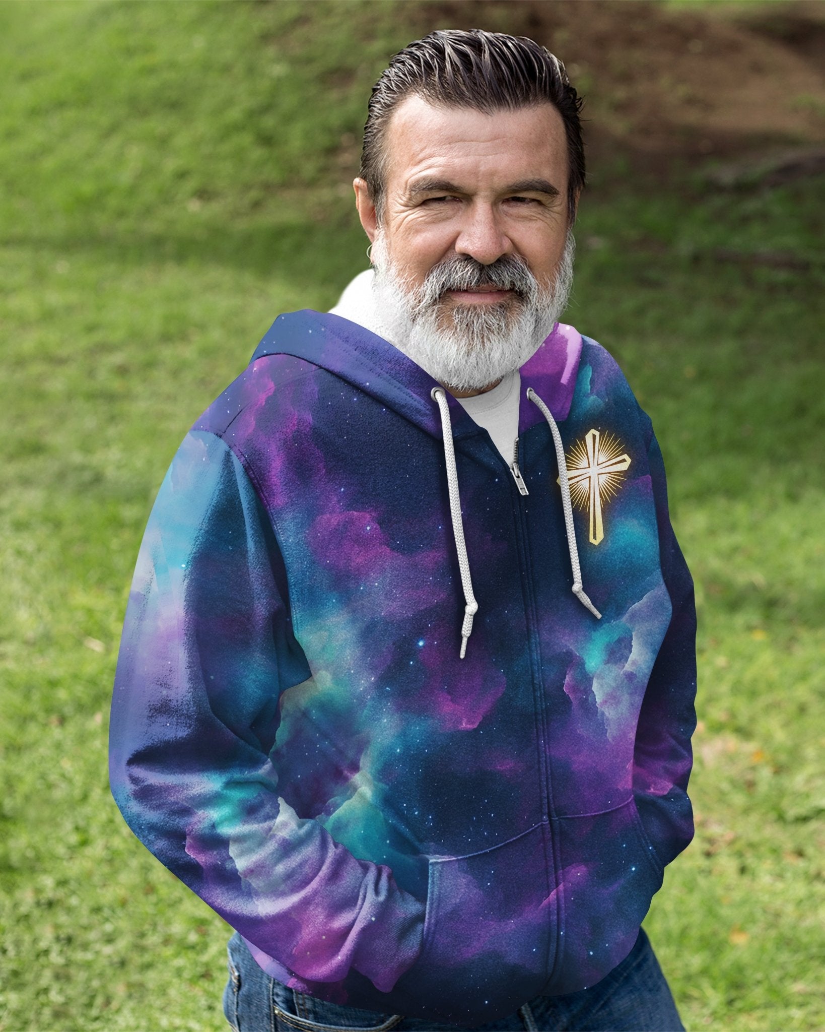 For We Walk By Faith Not By Sight All Over Print Zip Hoodie - Christ Color