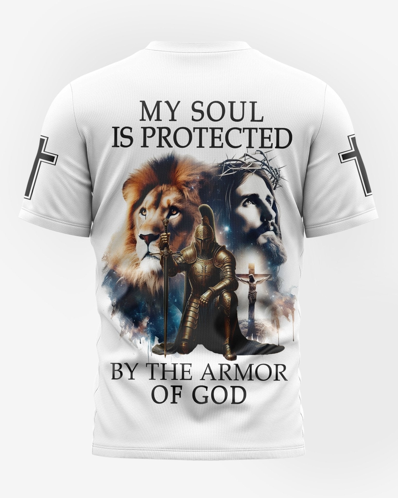 My Soul Is Protected By The Armor Of God All Over Print T-shirt - Christ Color