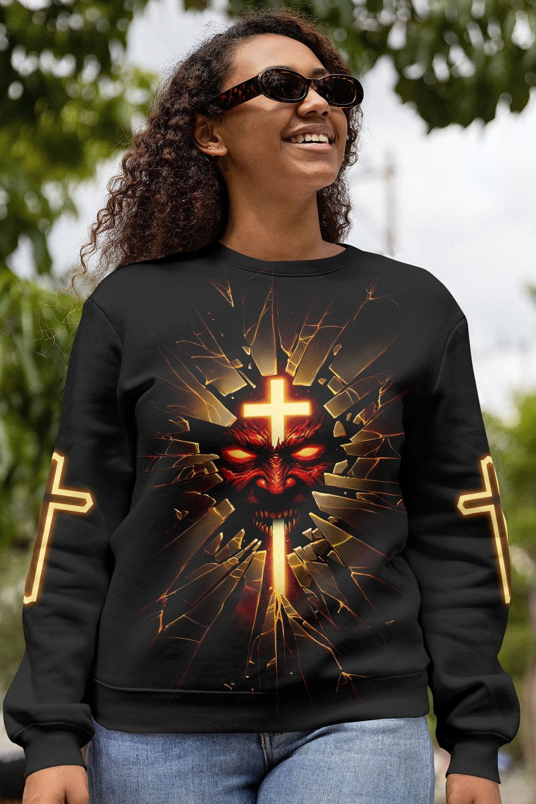 The Devil Is A Liar All Over Print Sweater - Christ Color
