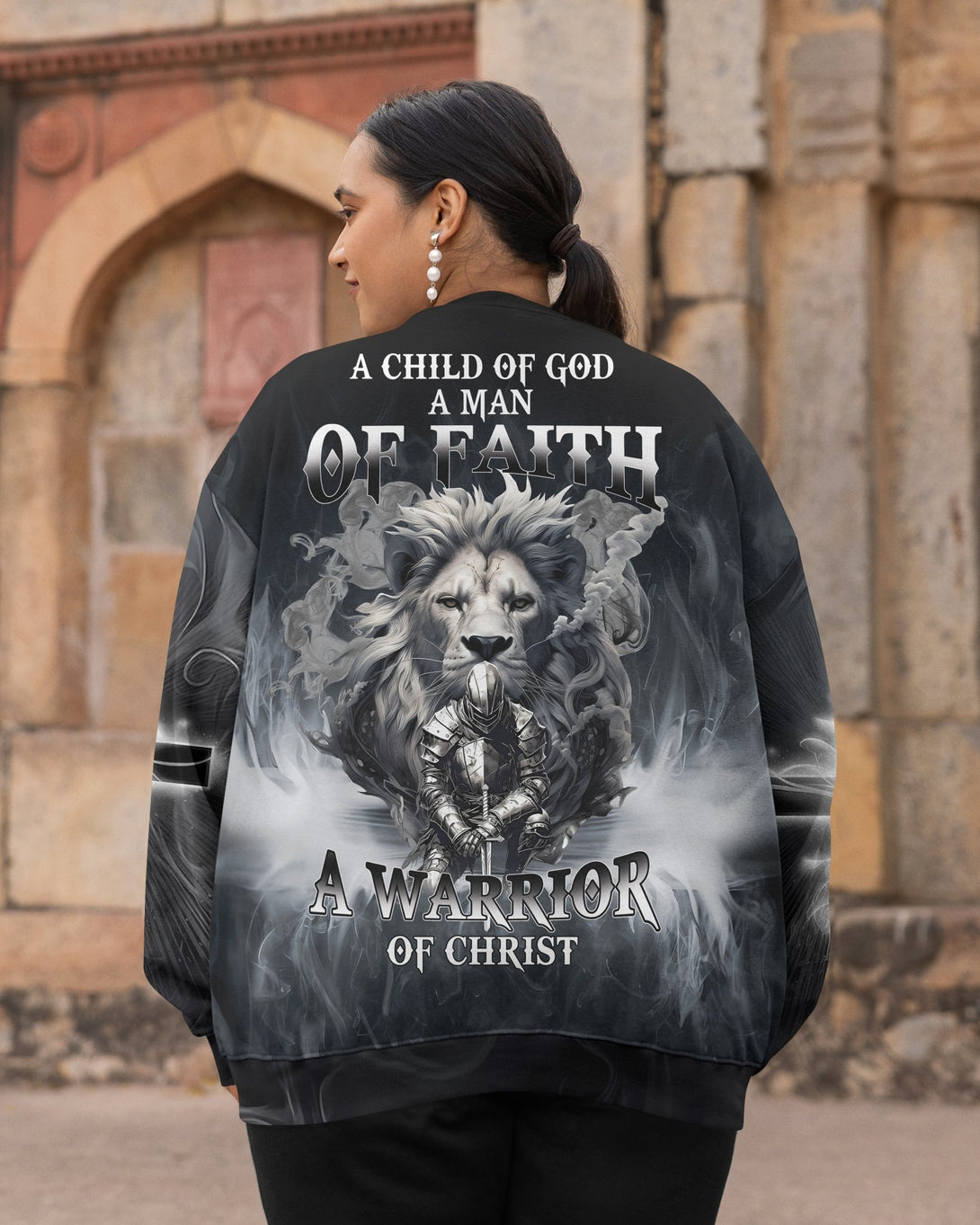 A Child Of God A Man Of Faith All Over Print Sweater - Christ Color