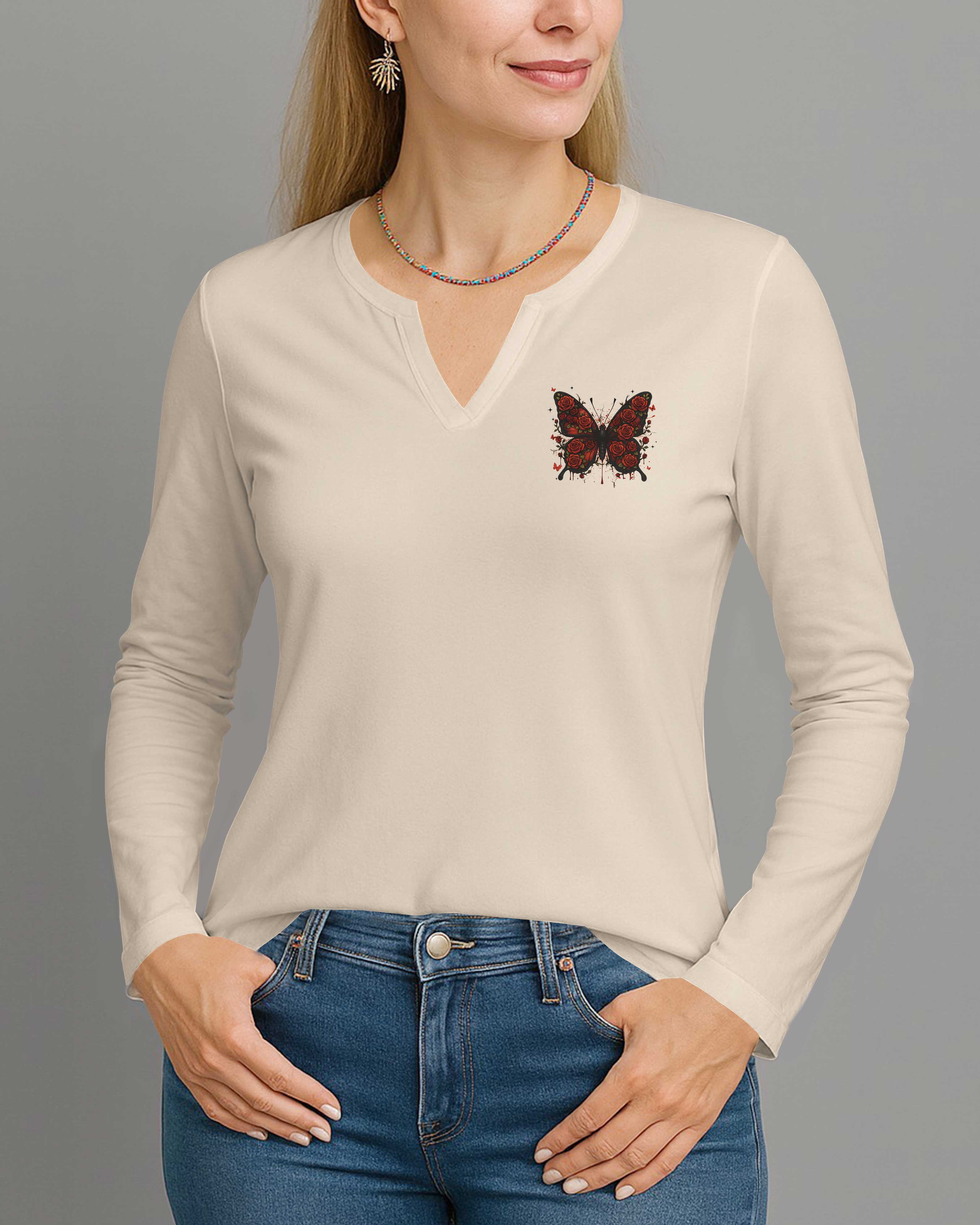 Blessed By God Loved By Jesus All Over Print V-neck Long Sleeves Shirt