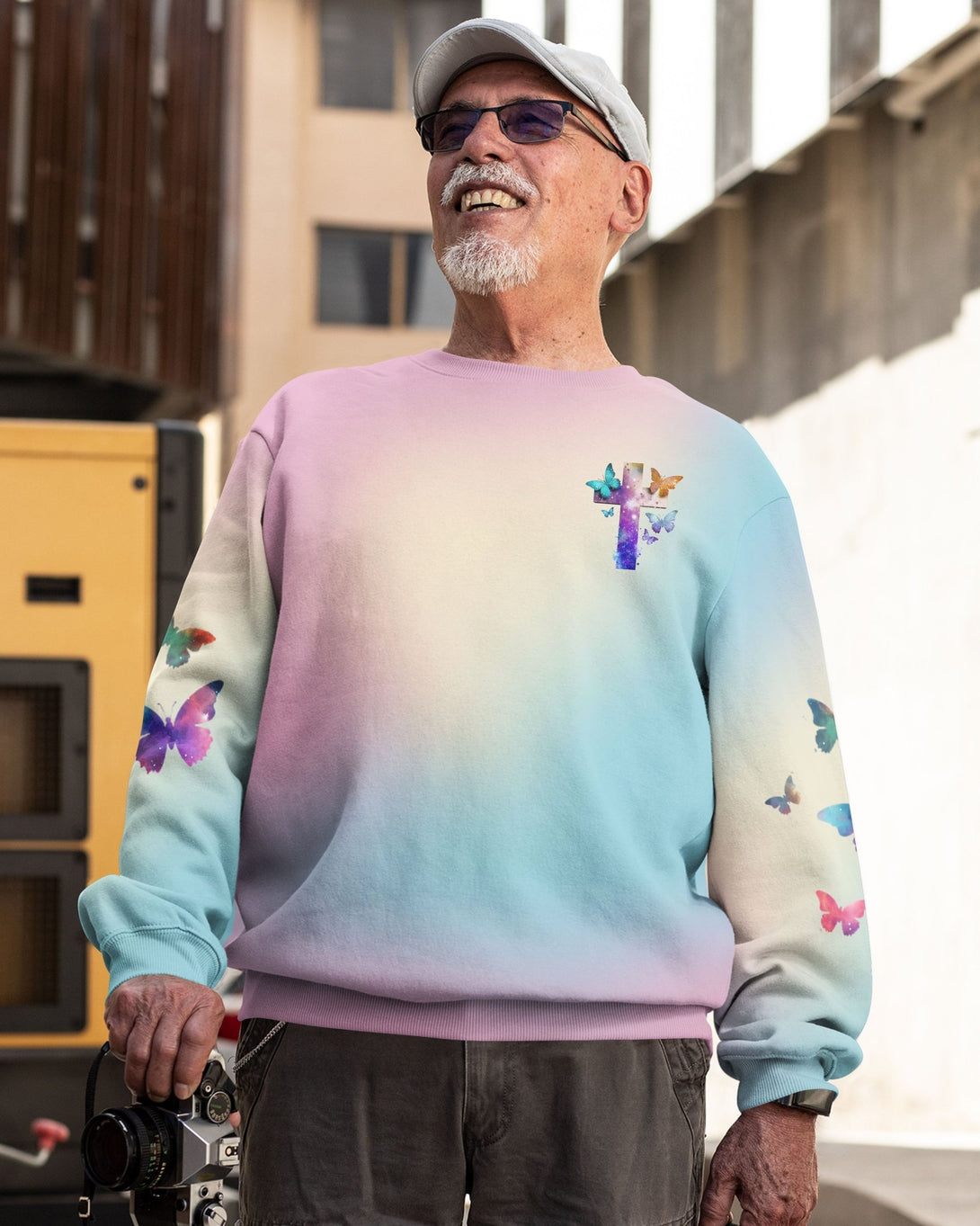 Butterfly Faith Hope Love All Over Print Sweater - Christ Color