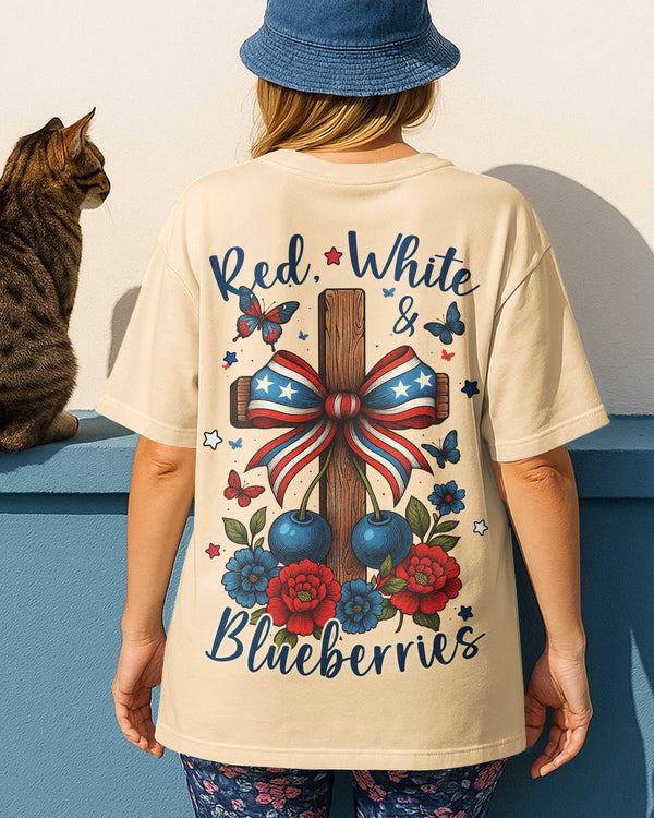 Red White And Blueberries All Over Print T-Shirt