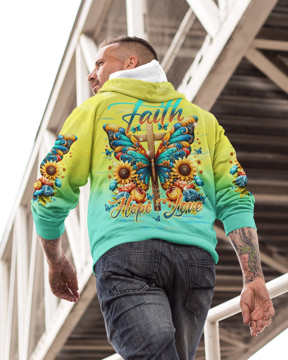 Faith Hope Love All Over Print Hoodie - Christ Color