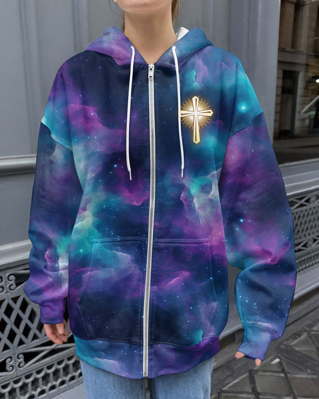 For We Walk By Faith Not By Sight All Over Print Zip Hoodie - Christ Color