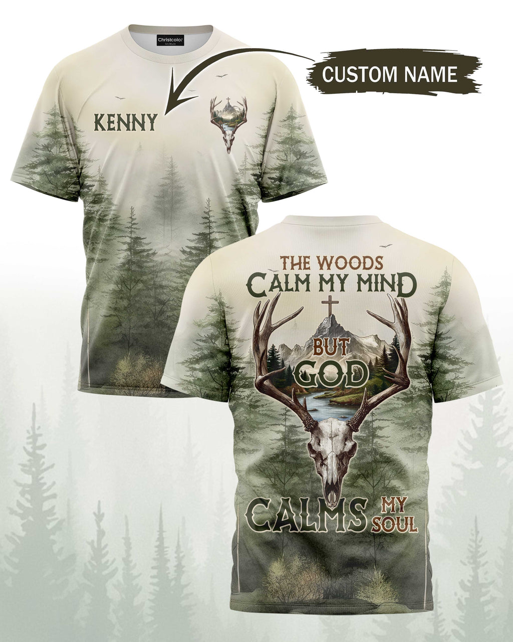 The Woods Calm My Mind Custom Name T-Shirt