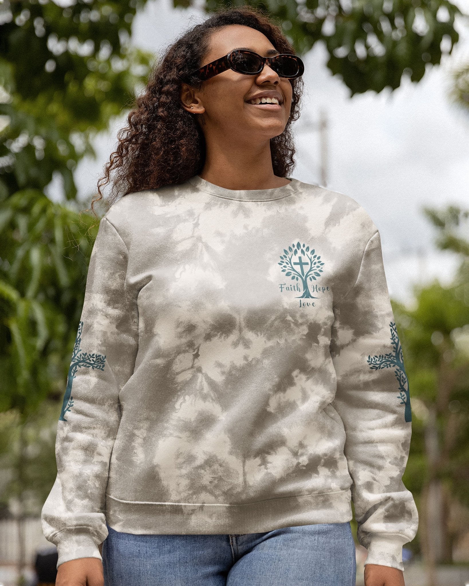 Rooted In Christ All Over Print Sweater - Christ Color