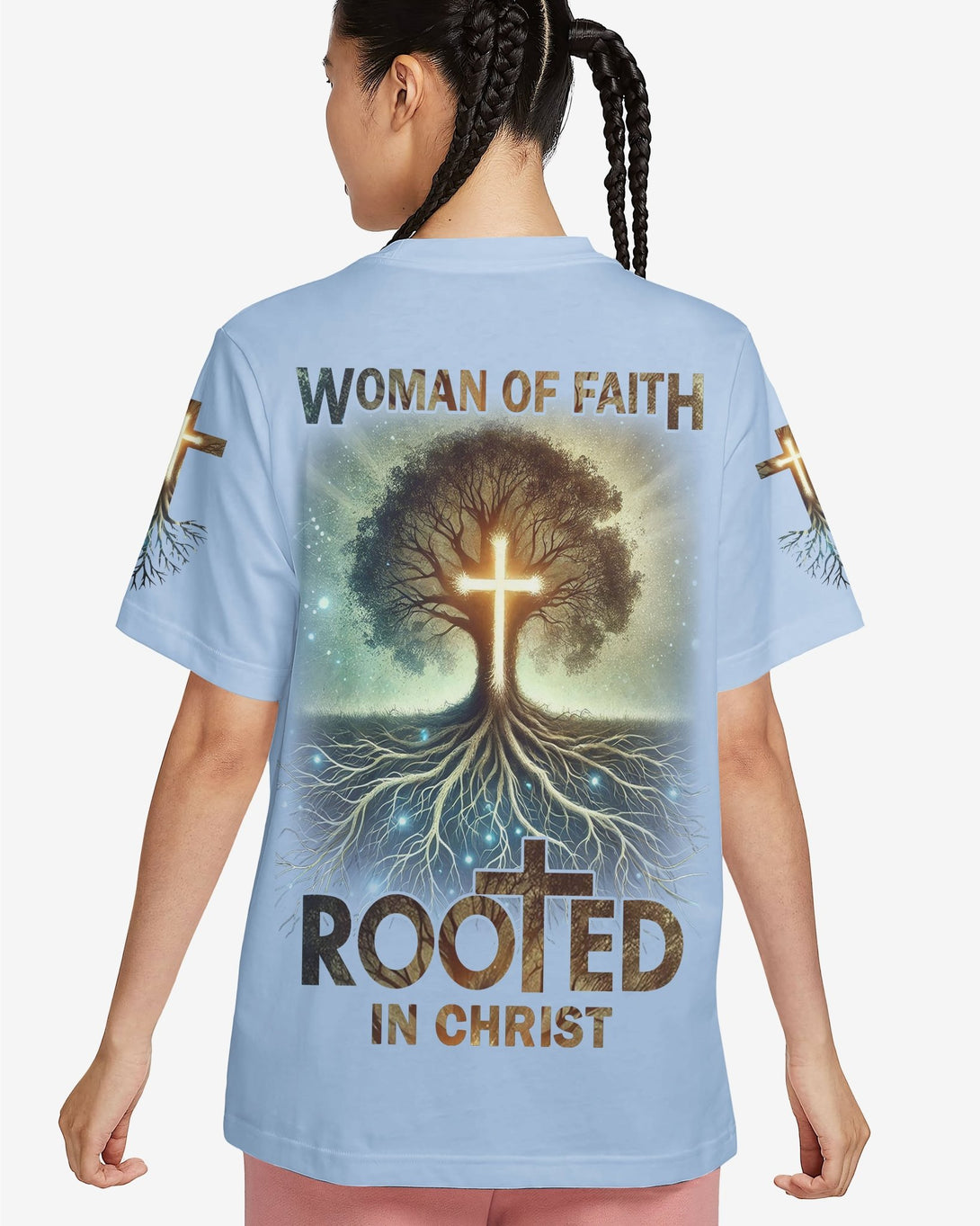 Woman Of Faith Rooted In Christ All Over Print T-shirt - Christ Color