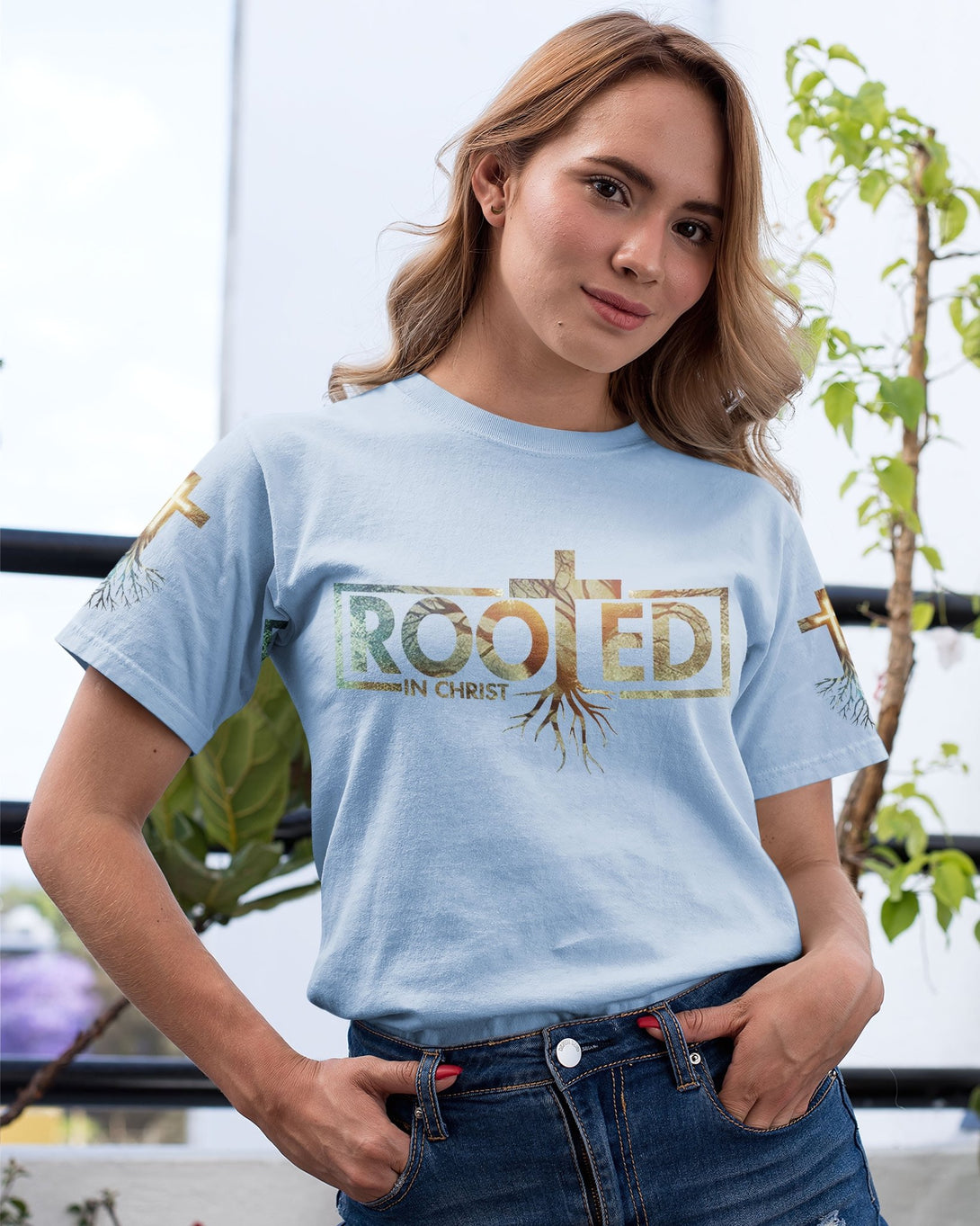 Woman Of Faith Rooted In Christ All Over Print T-shirt - Christ Color