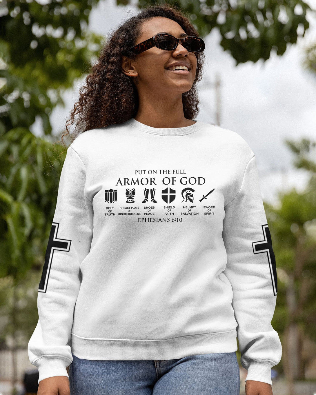 My Soul Is Protected By The Armor Of God All Over Print Sweater - Christ Color